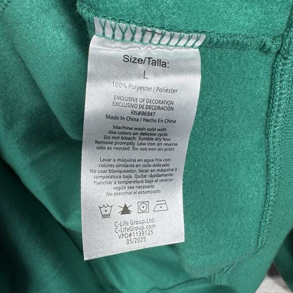 Peanuts Snoopy NEW Sweatshirt Hoodie Jacket Women Large Full Zip Green Football - Picture 10 of 10